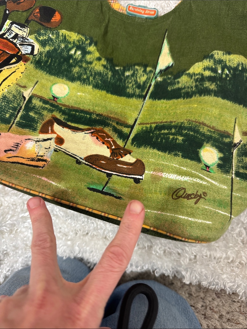 Golf theme tote bag - Picture 3 of 8
